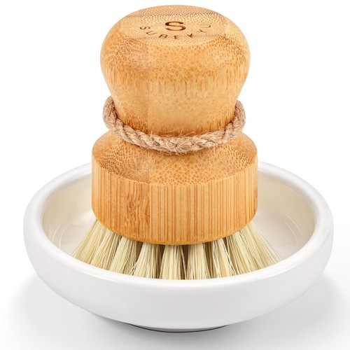Bamboo Dish Scrub Brush for Kitchen Sink, Natural Wooden Washing Dish Brush S...