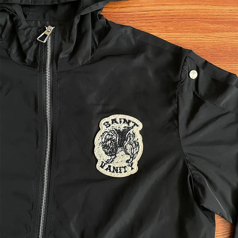 Saint Vanity Top de nailon negro para hombre chaqueta de pista conjuntos de ropa de calle de alta calidad Foto 3 de 4