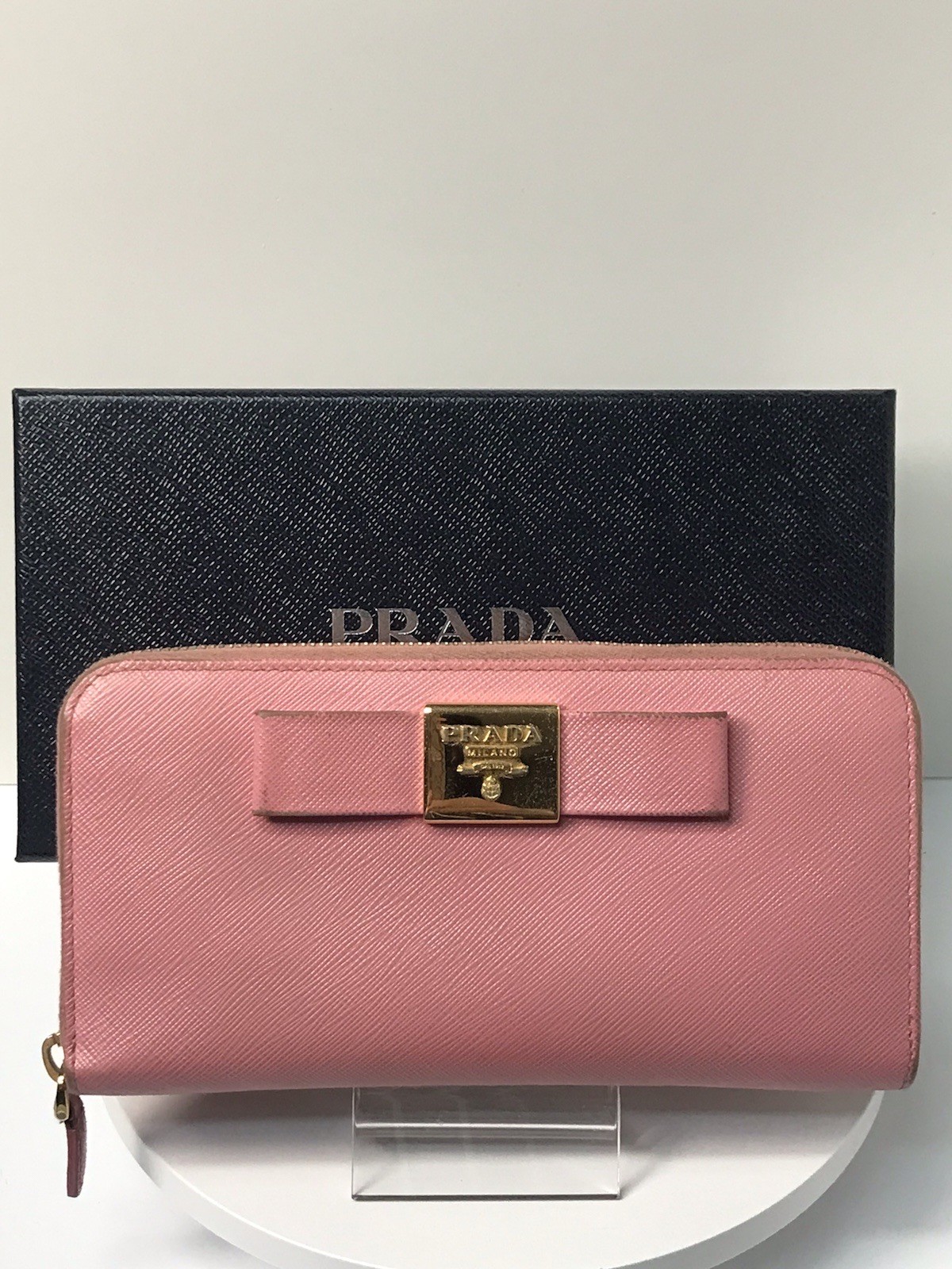Prada Saffiano Leather Zip Wallet in Pink-image