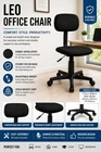 Leo Adjustable Office Chair Black Swivel Task Desk Chair Home Office Fabric Seat