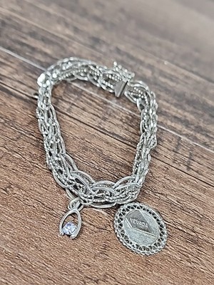 Vintage Jacoby Bender JB Multi-Link Charm Bracelet Silver Overlay Safety Clasp