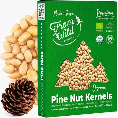 Fresh Organic Pine Nuts 7oz Certified Vegan Kosher Unsalted Pignolias  Siberi...