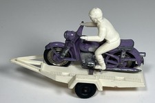 Vintage Hubley Diecast BMW Motorcycle With Rider And Trailer Set