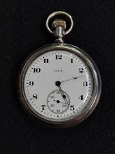 Antique 1926 Elgin 17 Jewel 12 Size Pocket Watch, Engine Turned Crescent Case