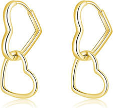 925 Sterling Silver Heart Hoop Earrings for Women Teens Sweet Love Hoop Earrings