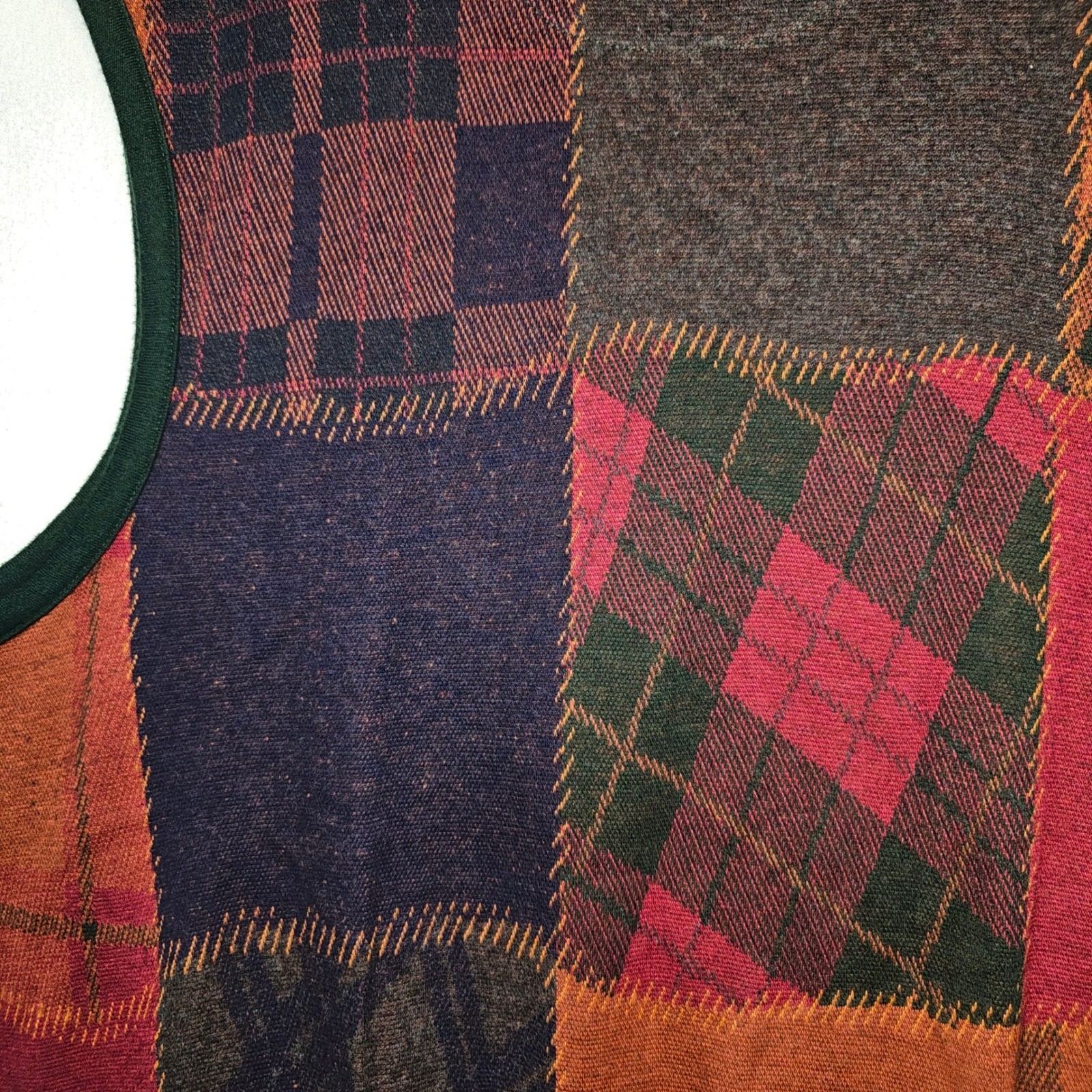 Y2K Vintage Structure Men Patchwork Plaid Argyle … - image 4