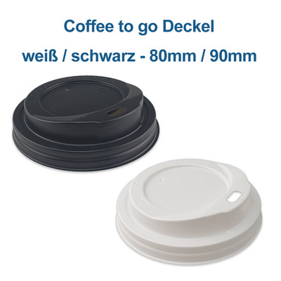 Deckel für Coffee to go Becher Deckel für Kaffeebecher weiß / schwarz 80mm  90mm