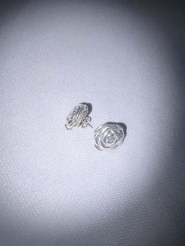 .925 Sterling Silver Rose Flower Bud Earrings