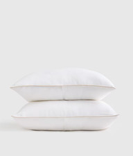 NWOT Quince KING European Linen Pillowcase Set 2 PIPED WHITE TOFFEE