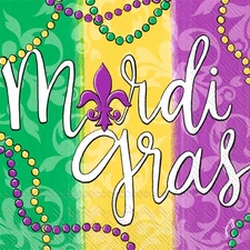 Boston International Napkins Mardi Gras, 20-Count Cocktail, Mardi Gras Beads