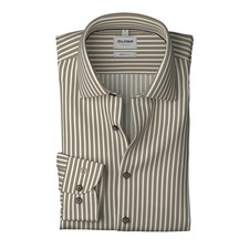 Olympus level five body fit men's business shirt brown white striped 200984 27 nou