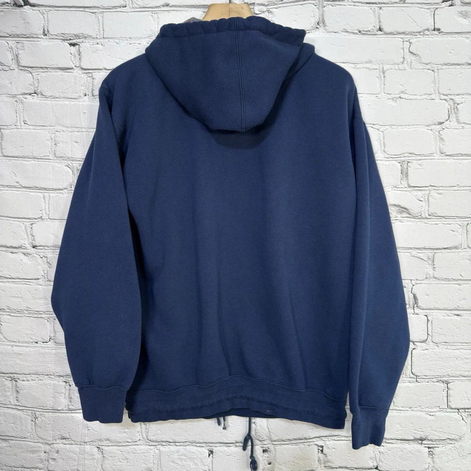 Moletom com capuz vintage anos 90 Habitat Wilderness bordado lobo xadrez forrado azul marinho - Imagem 2 de 4