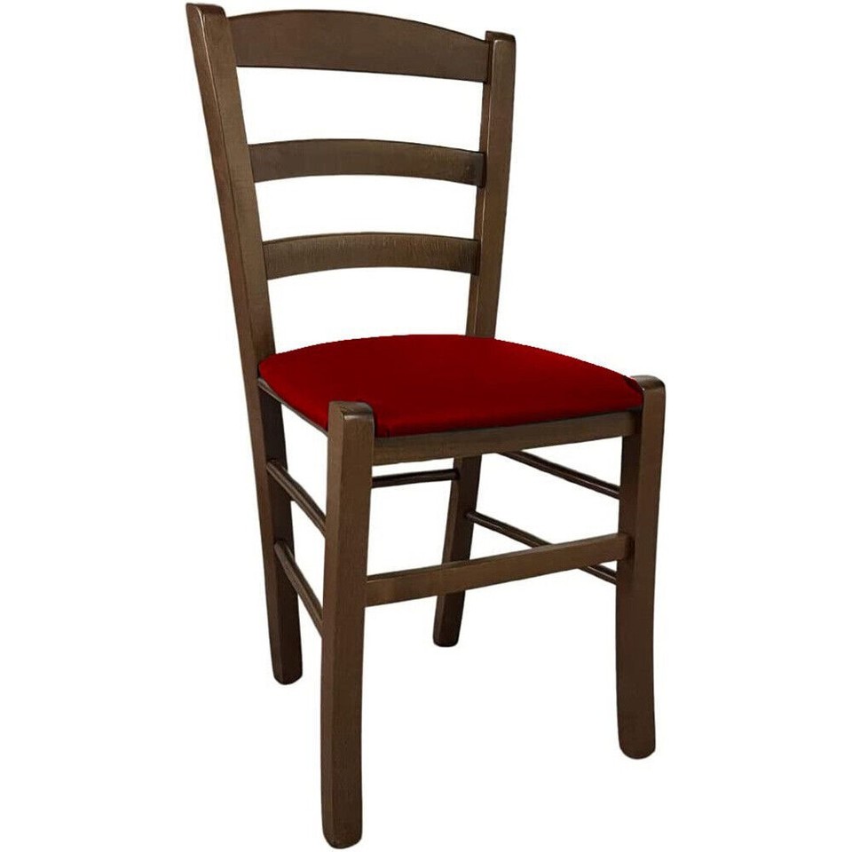 Chaise En Bois Paesana Noyer Foncé Avec Assise Rembourrée En Écaille