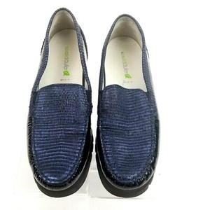 Waldlaufer Womens US 10.5 Wide Shoes UK 8 Blue Patent/Textured Leather Loafers | eBay