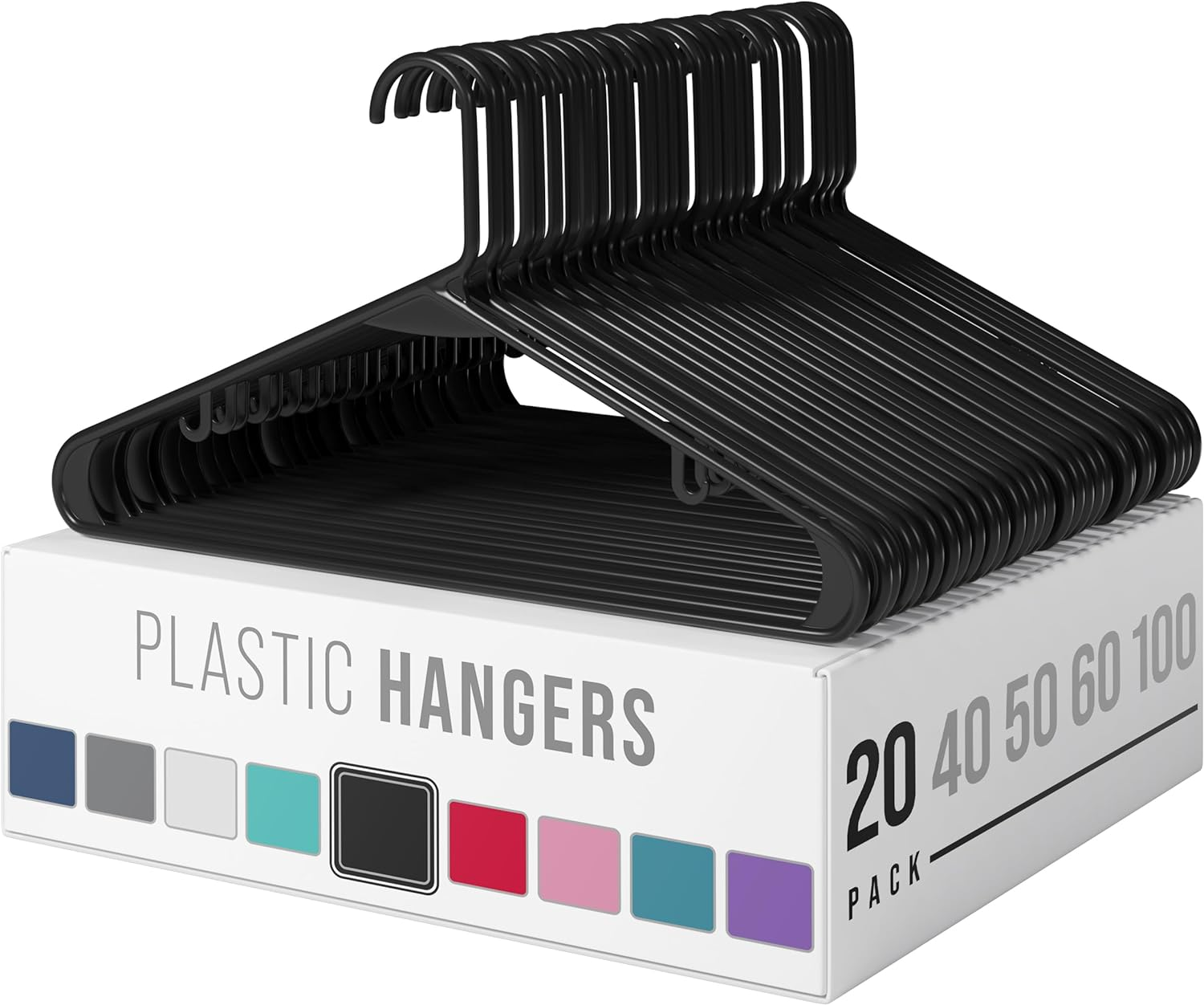 20-Pack Plastic Clothes Hangers - Percheros Ropa Organizers Sturdy Hangars Ganchos-image