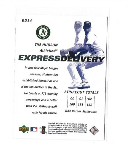 2003 Upper Deck MVP Express Delivery #ED14 Tim Hudson NMMT - Picture 2 of 2