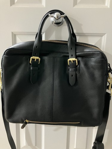 Cole Haan Attaché Briefcase Bag Brayton Black Pebbled Leather NWT - Picture 2 of 17