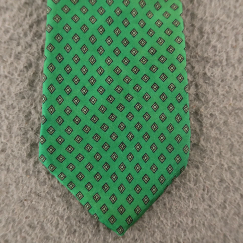 Corbata John Henry Diamantes Geométricos Verdes 100% Seda 3" Foto 2 de 4