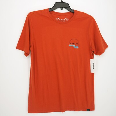 Hurley Surf Co. T-Shirt S Orange Solid with Logo Soft Pre-Shrunk 100% Cotton NWT