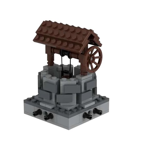 MOC 33504 Rural Retro Water Well Street View Water Drawing Module Building Block