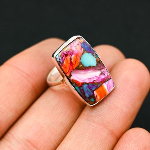 Natural Copper Turquoise Gemstone Handmade 925 Sterling Silver Jewelry Ring Gift - Picture 2 of 4