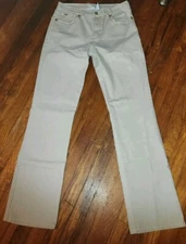 DG2 by Diane Gilman Khaki Classic Stretch Denim  32x34 Embroidered Accent 