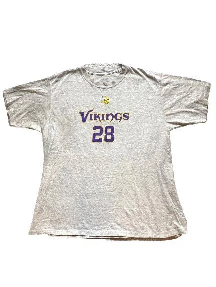 Camisa Minnesota Vikings Adulto Grande Gris Adrian Peterson #28 Reebok NFL Hombres Foto 4 de 4