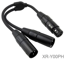 6-inch Pig-Hog XLR (3-Pin) Female Jack to 2-XLR Male Y-Splitter OFC Cable