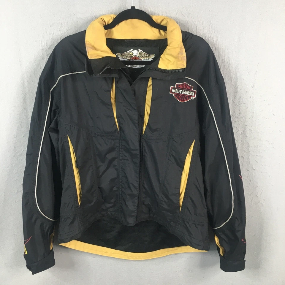 Chaqueta Harley Davidson Mujer Pequeña Negra Cortavientos Moto Motociclista Cremallera Completa Nylon Foto 2 de 4