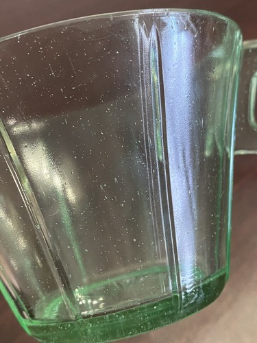 Vintage Anchor Hocking Green Vaseline Glass Optic Open Sugar Bowl 3.75” Tall - Picture 5 of 5