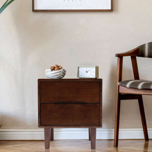 Bedside Table Organizor with Drawers Nightstand Wood End Table Bedroom Storage