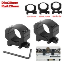1 Pair 30mm Scope Rings Low/Middle/High Profile Picatinny Rail Mount Shock Proof