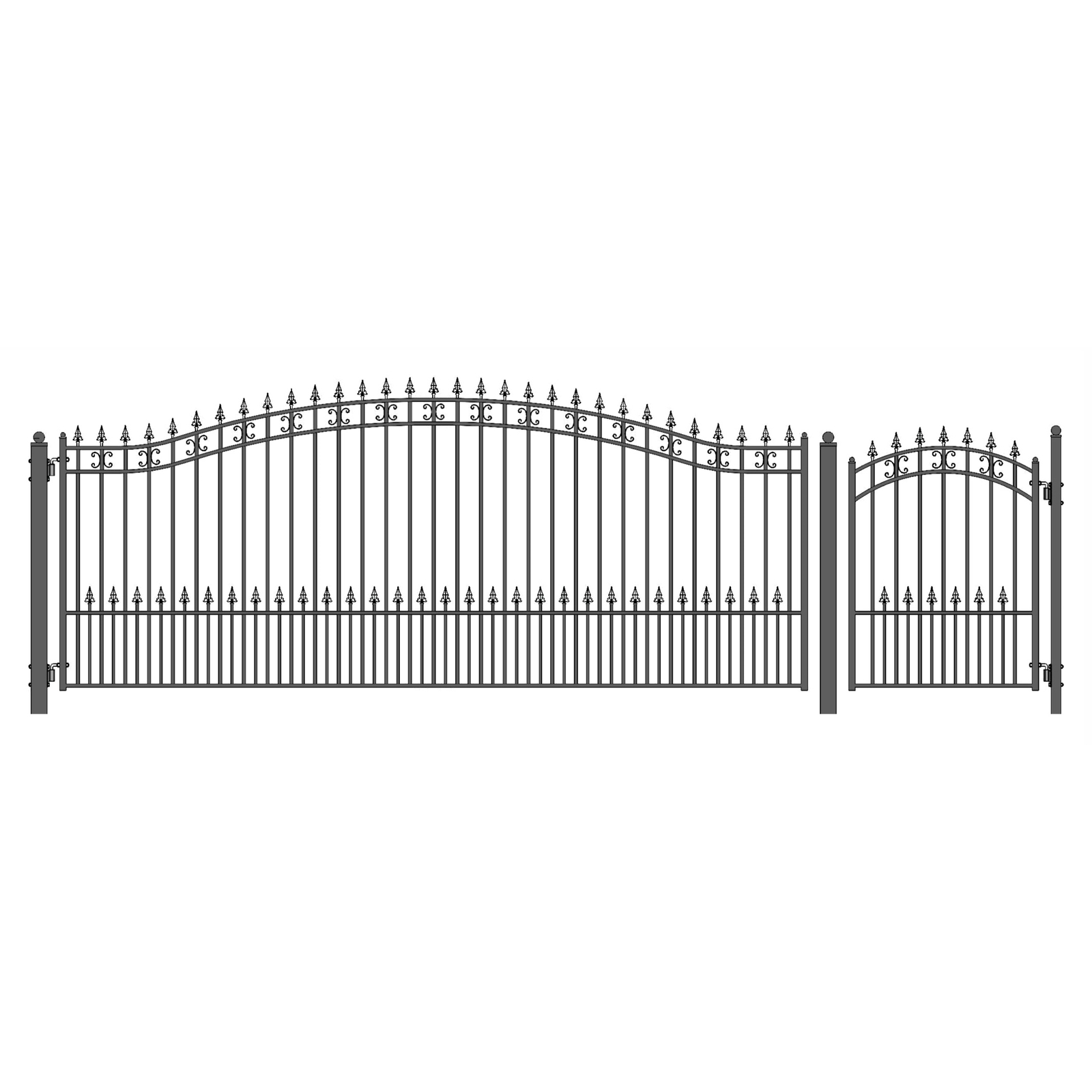 ALEKO Steel St. Louis Style Single 16' Driveway Gate with Pedestrian Gate
