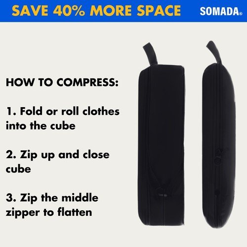 SOMADA 6 Pieces Compression Packing Cubes Set Travel Essentials for Suitcase - Picture 6 of 9