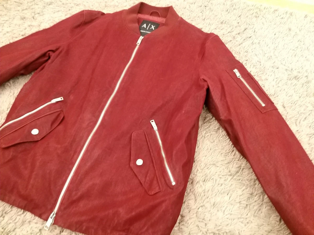 Armani red leather jacket deals