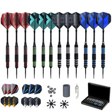 12 Stück Steel Darts Metallspitze Pfeile Set...