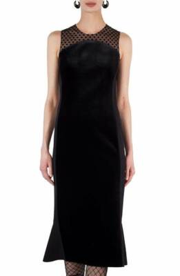 Akris punto ILLUSIONS VELVET TRUMPET BLACK DRESS sz 8 US / UK 12