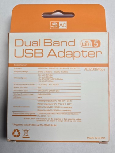 Dual Band USB Adapter WiFi 5 AC1200 Mbps MU-MIMO Wave 2 - Afbeelding 5 van 6