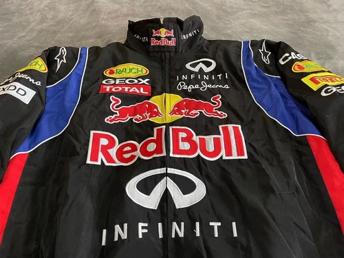 Unisex Adult Red Bull Jacket Ebroidered Cotton Padded F 1 Racing Jacket - Picture 21 of 36