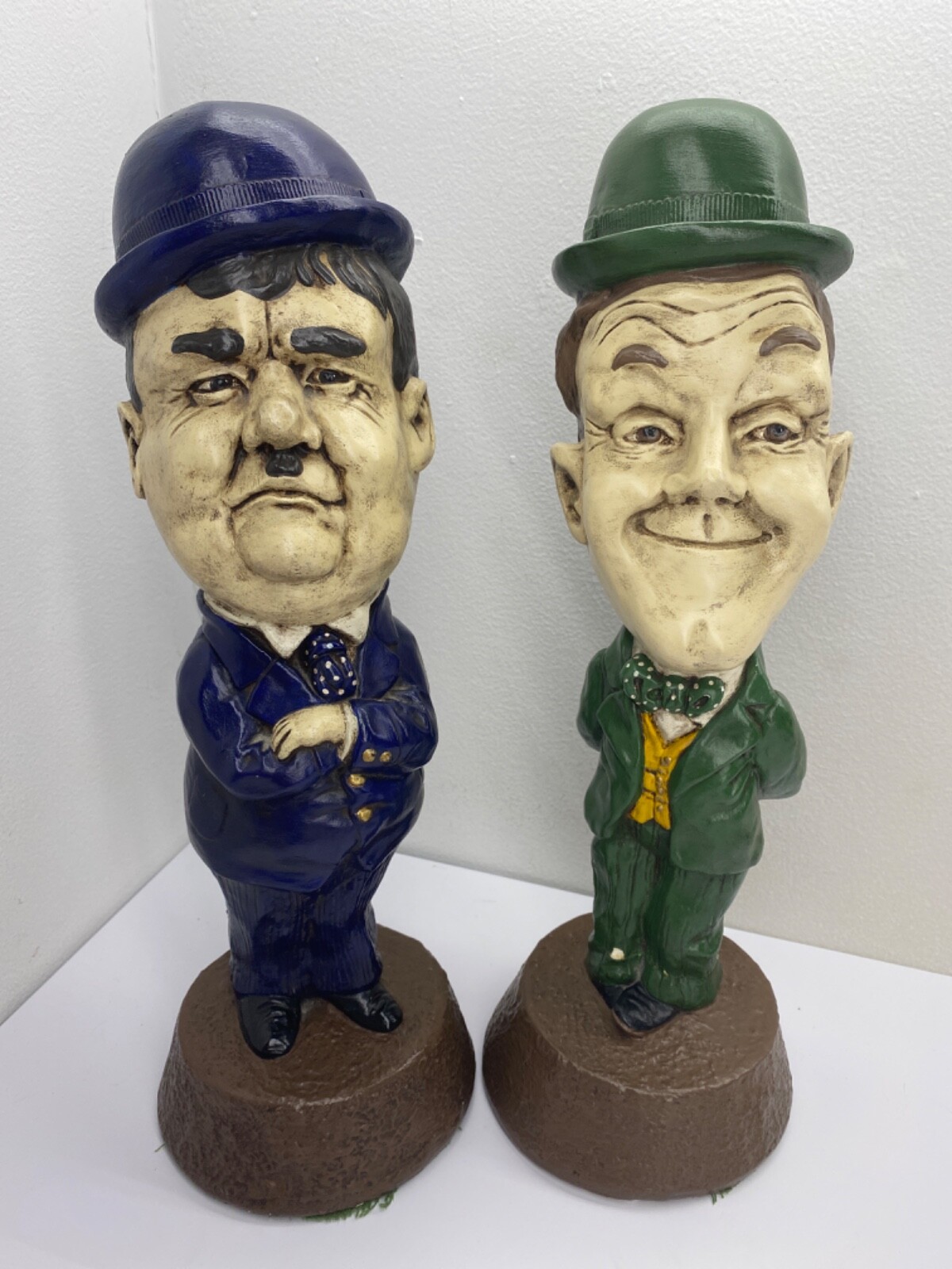 Vintage Stan Laurel and Oliver Hardy 16.5” Chalkware Statues Laurel