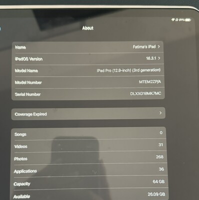 Apple iPad Pro 3rd Gen. 64GB, Wi-Fi, 12.9 in - Silver 190198817280
