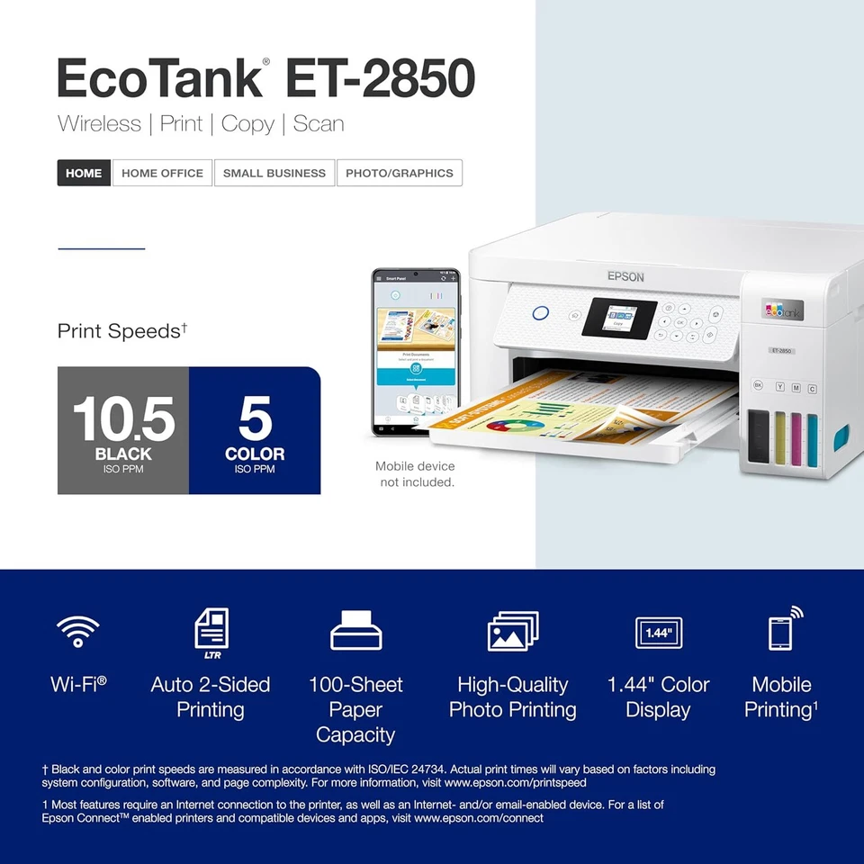 Epson EcoTank ET-2850 Color All-in-One Supertank Printer 2-sided Printing Seal - Image 4 of 4