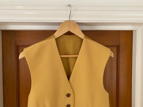 Chaleco DAKS Vintage Mujer Talla 14 Amarillo Mostaza 100% Lana - Imagen 2 de 13