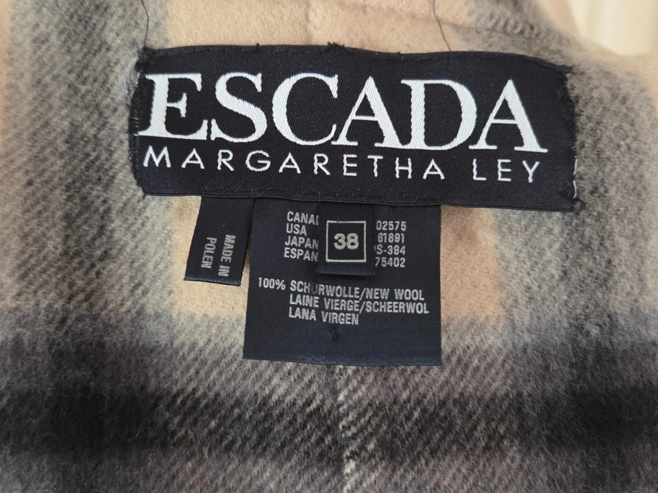 Traje Falda Escada Mujer 6 US 38 UE Negro y Cuadros Camel.  Lana vintage  Foto 4 de 4