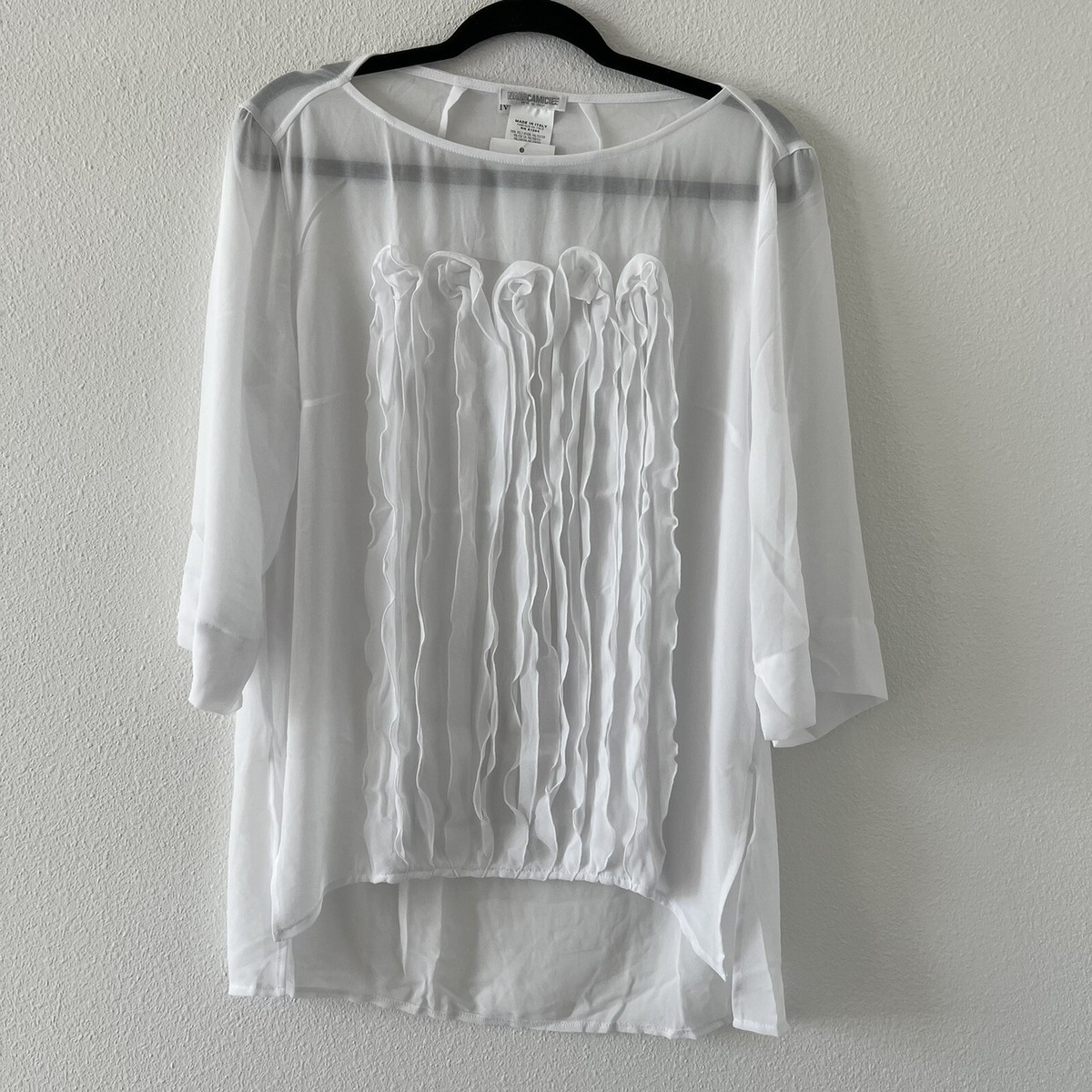 Naracamicie Sheer White Blouse Size IV (US ~XL) 3/4 Sleeve