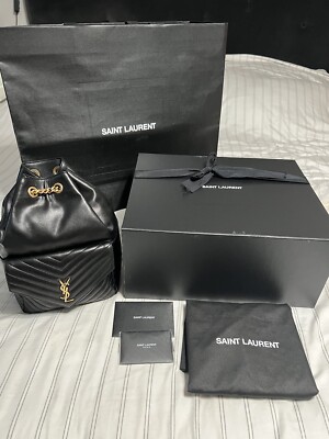 SAINT LAURENT YSL MONOGRAM JOE BACKPACK IN BLACK LAMBSKIN | eBay