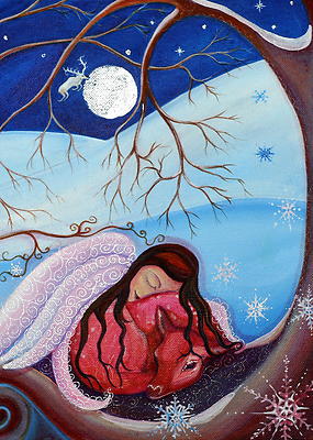 essenceofgaea Grußkarte Safe Beneath der Solstice Moon Yule Winter Hirsch Xmas