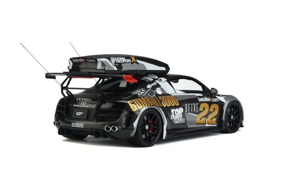 GT SPIRIT 1:18 IN RESINA  AUTO AUDI R8 GUMBALL 3000 #22 GRIGIO  ART GT386 - Immagine 2 di 4