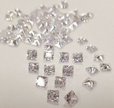 6 VINTAGE GENUINE CZ CRYSTAL .75 CARAT PRINCESS CUT 5mm. SQUARE GEM JEWELS S584
