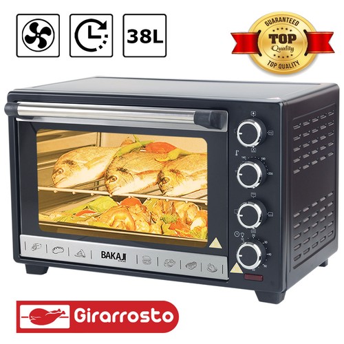 Forno Fornetto Elettrico Ventilato 38 litri 1600W Luce Interna Timer  Girarrosto | eBay